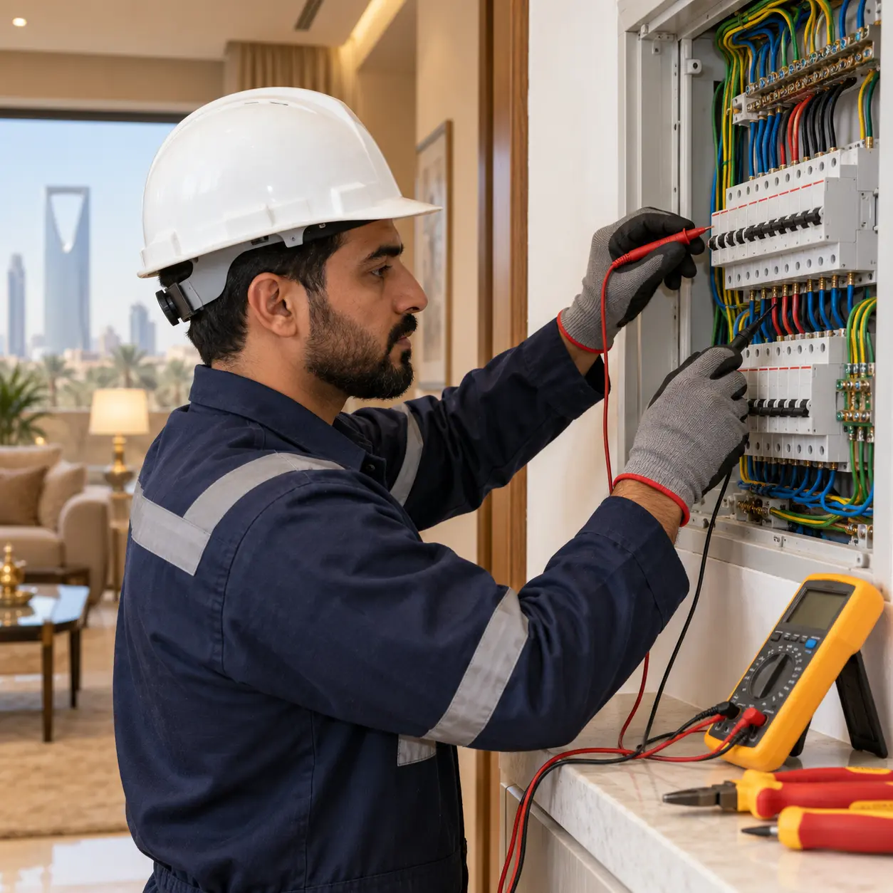 تمديد وإصلاح الأسلاك الكهربائية في الرياض